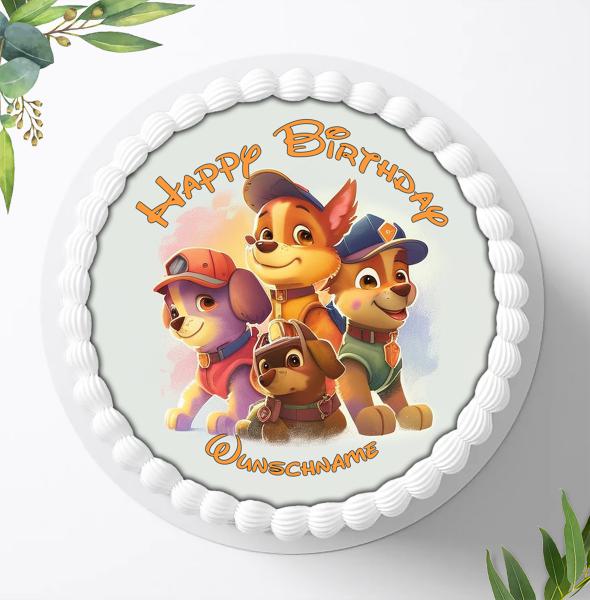 Preview: Paw Patrol Tortenaufleger mit Wunschnamen Ø 20cm, 1028z